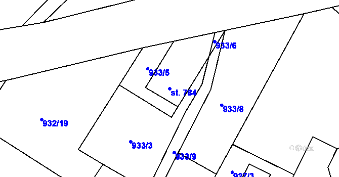 Parcela st. 784 v KÚ Sezemice nad Loučnou, Katastrální mapa
