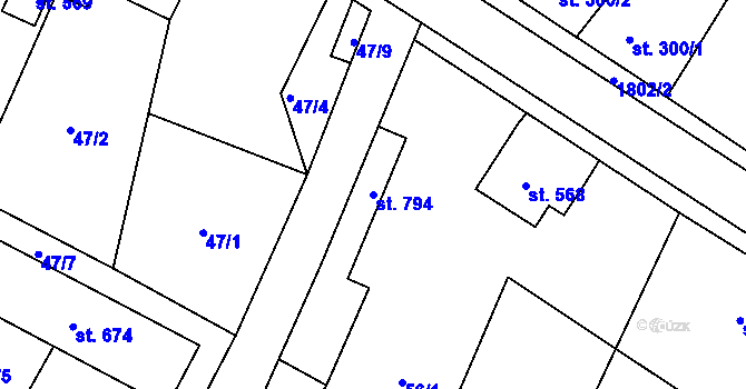Parcela st. 794 v KÚ Sezemice nad Loučnou, Katastrální mapa
