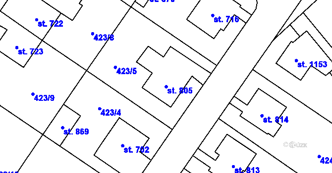 Parcela st. 805 v KÚ Sezemice nad Loučnou, Katastrální mapa