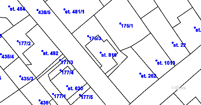 Parcela st. 816 v KÚ Sezemice nad Loučnou, Katastrální mapa