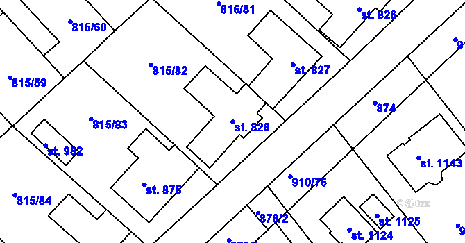 Parcela st. 828 v KÚ Sezemice nad Loučnou, Katastrální mapa