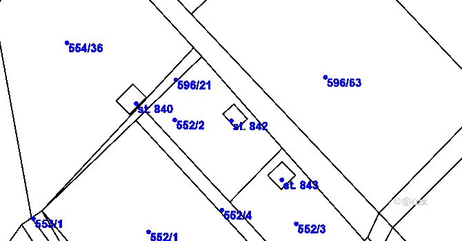 Parcela st. 842 v KÚ Sezemice nad Loučnou, Katastrální mapa