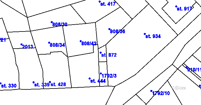 Parcela st. 872 v KÚ Sezemice nad Loučnou, Katastrální mapa
