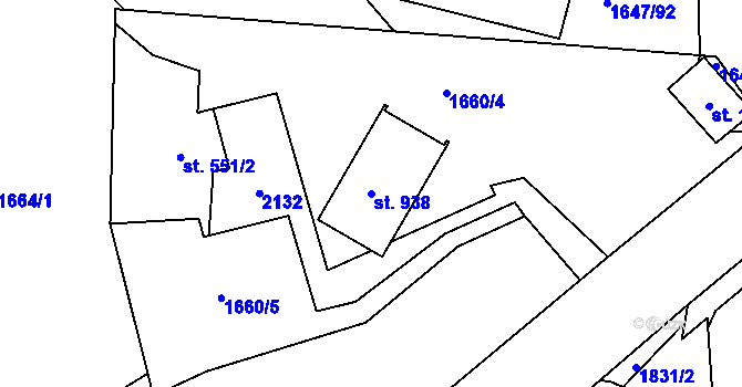 Parcela st. 938 v KÚ Sezemice nad Loučnou, Katastrální mapa