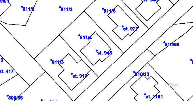 Parcela st. 945 v KÚ Sezemice nad Loučnou, Katastrální mapa