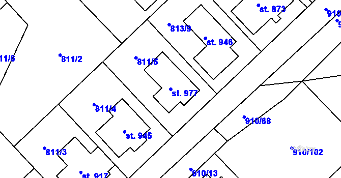 Parcela st. 977 v KÚ Sezemice nad Loučnou, Katastrální mapa