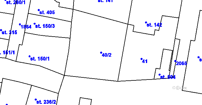 Parcela st. 40/2 v KÚ Sezemice nad Loučnou, Katastrální mapa