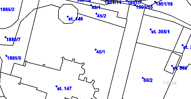 Parcela st. 45/1 v KÚ Sezemice nad Loučnou, Katastrální mapa