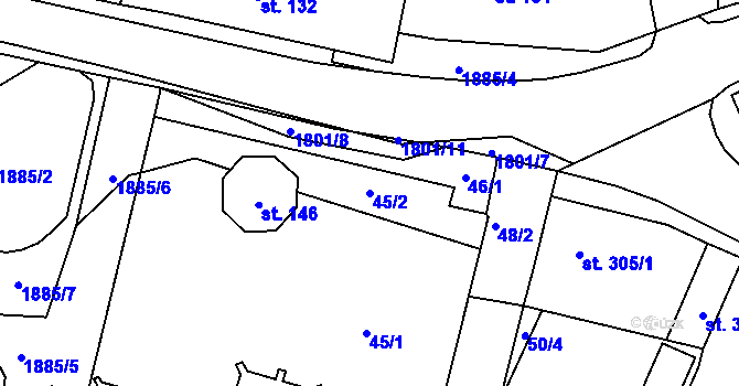 Parcela st. 45/2 v KÚ Sezemice nad Loučnou, Katastrální mapa