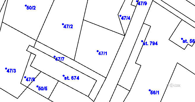 Parcela st. 47/1 v KÚ Sezemice nad Loučnou, Katastrální mapa