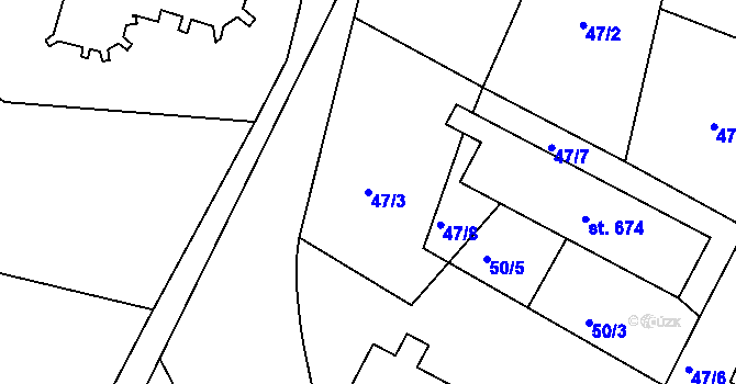 Parcela st. 47/3 v KÚ Sezemice nad Loučnou, Katastrální mapa