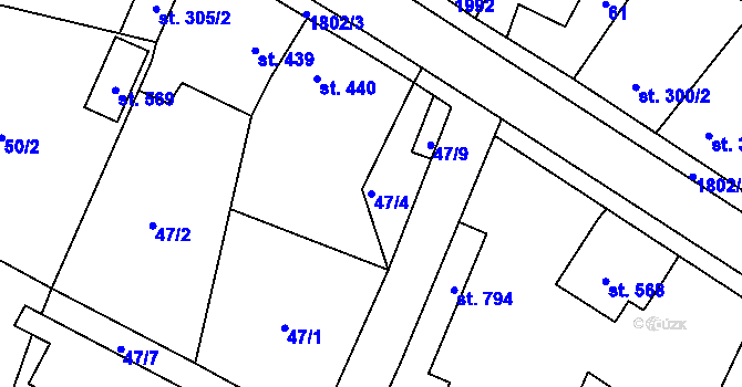 Parcela st. 47/4 v KÚ Sezemice nad Loučnou, Katastrální mapa