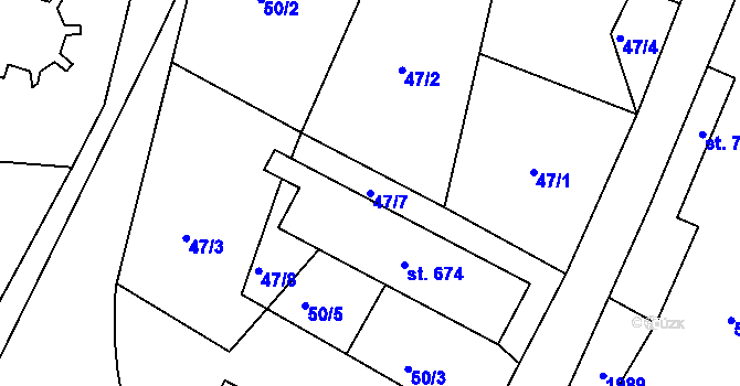 Parcela st. 47/7 v KÚ Sezemice nad Loučnou, Katastrální mapa