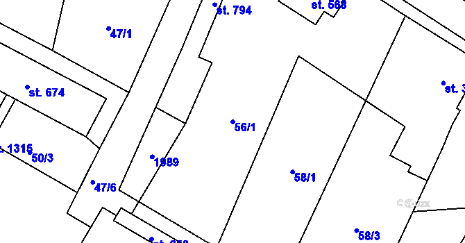 Parcela st. 56/1 v KÚ Sezemice nad Loučnou, Katastrální mapa
