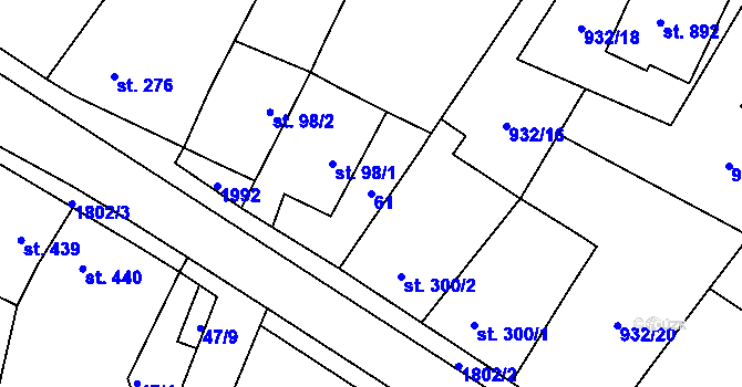 Parcela st. 61 v KÚ Sezemice nad Loučnou, Katastrální mapa
