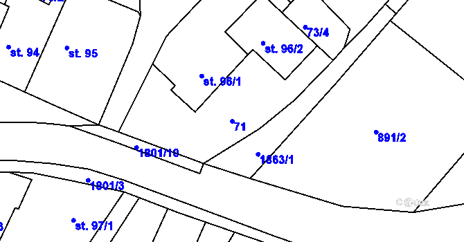 Parcela st. 71 v KÚ Sezemice nad Loučnou, Katastrální mapa