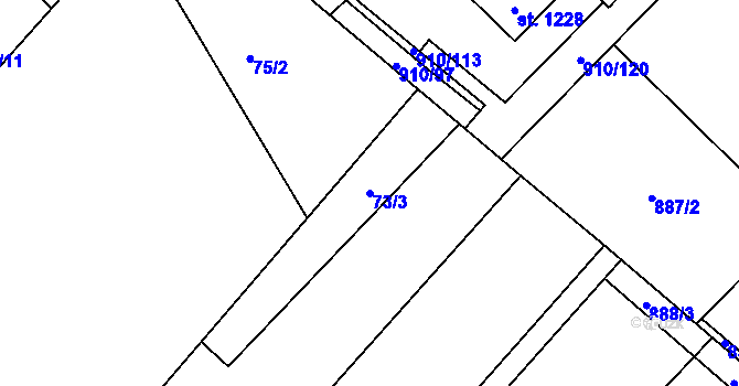 Parcela st. 73/3 v KÚ Sezemice nad Loučnou, Katastrální mapa
