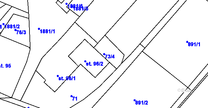 Parcela st. 73/4 v KÚ Sezemice nad Loučnou, Katastrální mapa