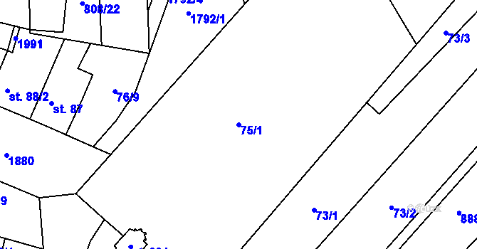 Parcela st. 75/1 v KÚ Sezemice nad Loučnou, Katastrální mapa