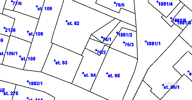 Parcela st. 76/2 v KÚ Sezemice nad Loučnou, Katastrální mapa