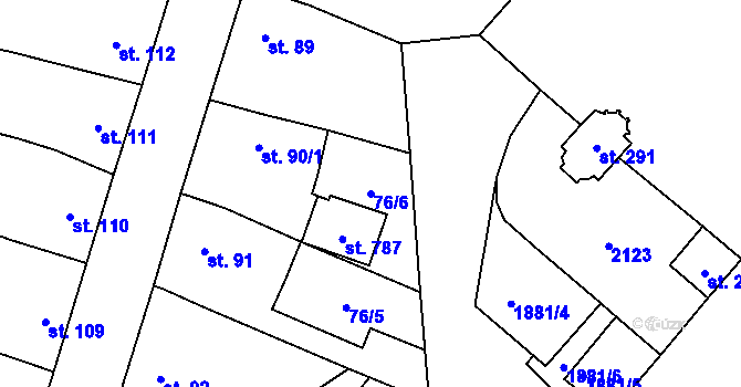 Parcela st. 76/6 v KÚ Sezemice nad Loučnou, Katastrální mapa