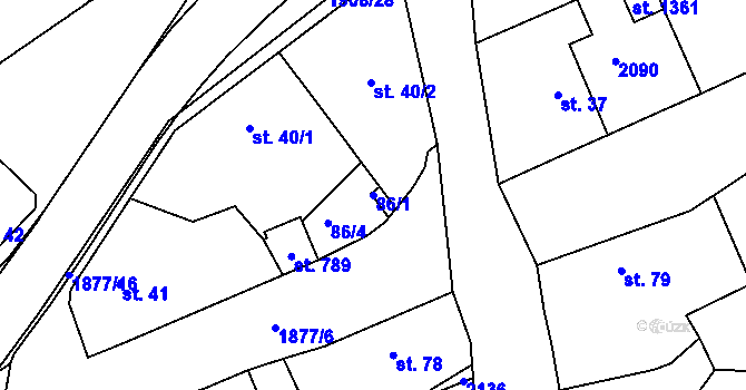 Parcela st. 86/1 v KÚ Sezemice nad Loučnou, Katastrální mapa