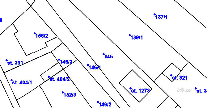 Parcela st. 145 v KÚ Sezemice nad Loučnou, Katastrální mapa
