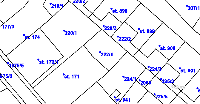 Parcela st. 222/1 v KÚ Sezemice nad Loučnou, Katastrální mapa