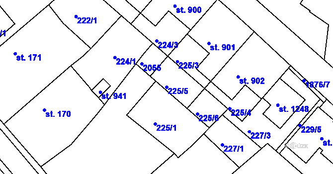 Parcela st. 225/5 v KÚ Sezemice nad Loučnou, Katastrální mapa