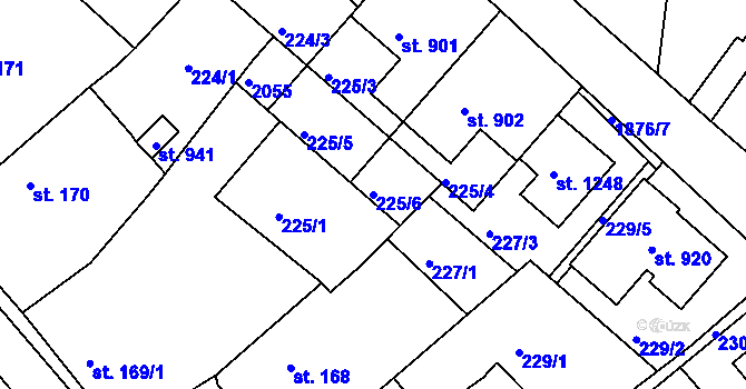 Parcela st. 225/6 v KÚ Sezemice nad Loučnou, Katastrální mapa
