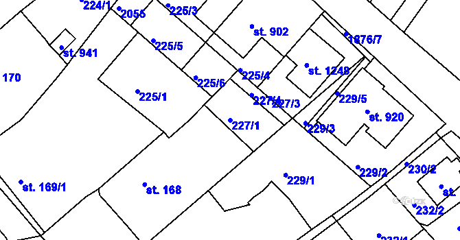 Parcela st. 227/1 v KÚ Sezemice nad Loučnou, Katastrální mapa