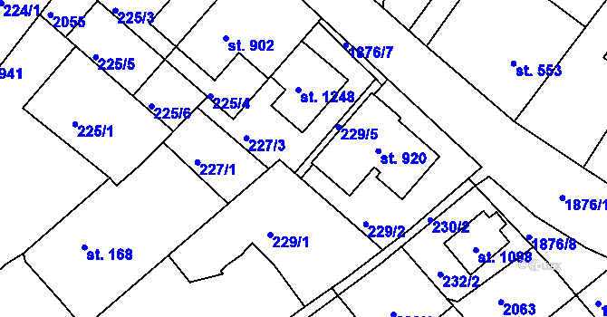 Parcela st. 229/3 v KÚ Sezemice nad Loučnou, Katastrální mapa