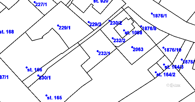 Parcela st. 232/1 v KÚ Sezemice nad Loučnou, Katastrální mapa