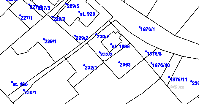 Parcela st. 232/2 v KÚ Sezemice nad Loučnou, Katastrální mapa