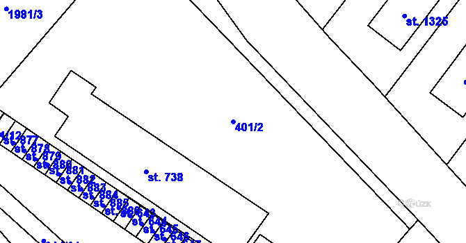 Parcela st. 401/2 v KÚ Sezemice nad Loučnou, Katastrální mapa