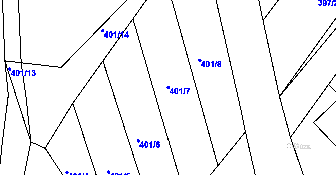 Parcela st. 401/7 v KÚ Sezemice nad Loučnou, Katastrální mapa
