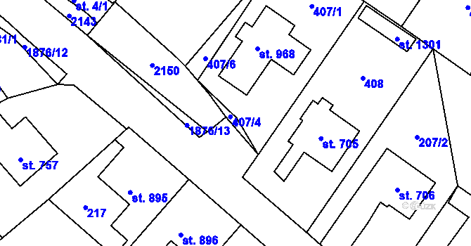 Parcela st. 407/5 v KÚ Sezemice nad Loučnou, Katastrální mapa