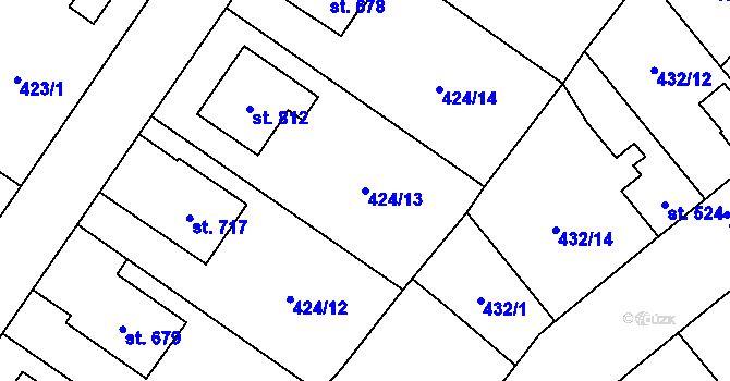 Parcela st. 424/13 v KÚ Sezemice nad Loučnou, Katastrální mapa