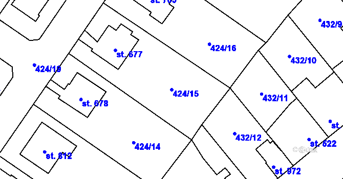 Parcela st. 424/15 v KÚ Sezemice nad Loučnou, Katastrální mapa