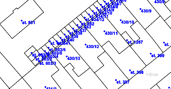 Parcela st. 430/12 v KÚ Sezemice nad Loučnou, Katastrální mapa
