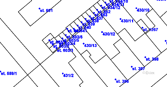 Parcela st. 430/13 v KÚ Sezemice nad Loučnou, Katastrální mapa