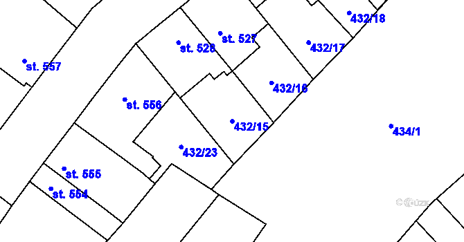 Parcela st. 432/15 v KÚ Sezemice nad Loučnou, Katastrální mapa