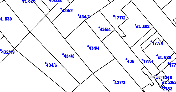 Parcela st. 434/4 v KÚ Sezemice nad Loučnou, Katastrální mapa