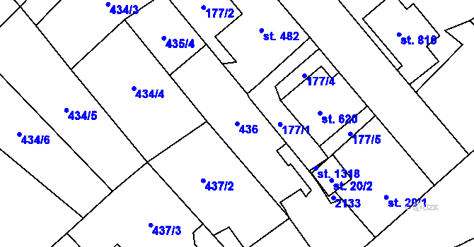 Parcela st. 436 v KÚ Sezemice nad Loučnou, Katastrální mapa