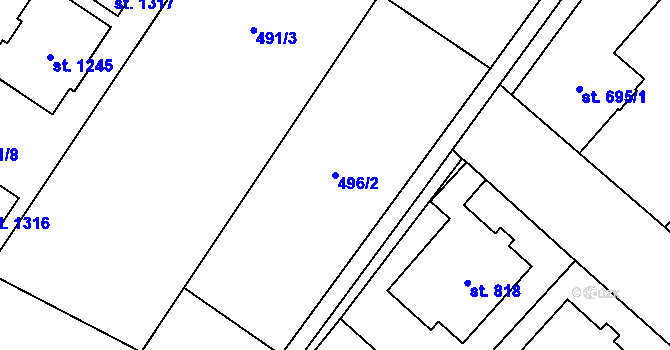 Parcela st. 496/2 v KÚ Sezemice nad Loučnou, Katastrální mapa