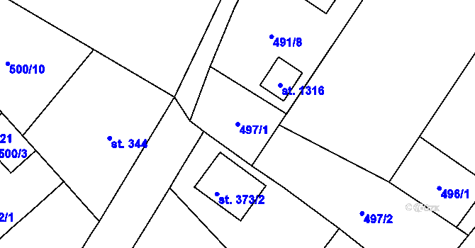 Parcela st. 497/1 v KÚ Sezemice nad Loučnou, Katastrální mapa