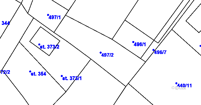 Parcela st. 497/2 v KÚ Sezemice nad Loučnou, Katastrální mapa