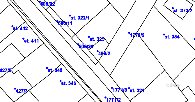 Parcela st. 499/2 v KÚ Sezemice nad Loučnou, Katastrální mapa
