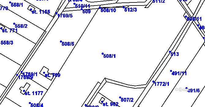 Parcela st. 508/1 v KÚ Sezemice nad Loučnou, Katastrální mapa