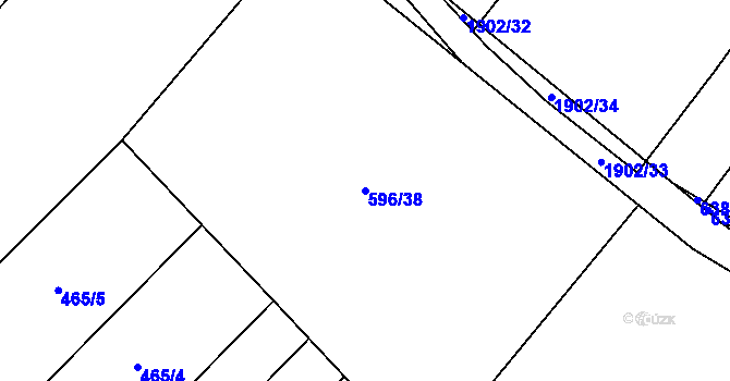 Parcela st. 596/38 v KÚ Sezemice nad Loučnou, Katastrální mapa
